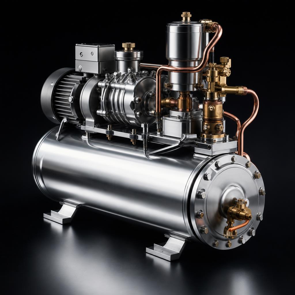 High-detail render of vacuum pump assembly